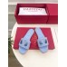 Valentino VLogo Cut-out Slide Sandals in Blue Leather Valentino VLogo Cut-out Slide Sandals in Blue Leather