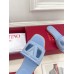 Valentino VLogo Cut-out Slide Sandals in Blue Leather Valentino VLogo Cut-out Slide Sandals in Blue Leather