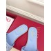 Valentino VLogo Cut-out Slide Sandals in Blue Leather Valentino VLogo Cut-out Slide Sandals in Blue Leather