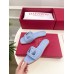 Valentino VLogo Cut-out Slide Sandals in Blue Leather Valentino VLogo Cut-out Slide Sandals in Blue Leather
