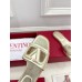 Valentino VLogo Cut-out Slide Sandals in Gold Metallic Leather
