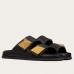 Valentino One Stud Slide Sandals In Black Calfskin Valentino One Stud Slide Sandals In Black Calfskin