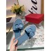 Valentino VLogo Signature Flat Slides In Blue Calfskin