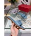 Valentino VLogo Signature Flat Slides In Blue Calfskin