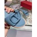 Valentino VLogo Signature Flat Slides In Blue Calfskin