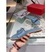 Valentino VLogo Signature Flat Slides In Blue Calfskin