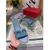 Valentino VLogo Signature Flat Slides In Blue Calfskin