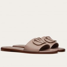 Valentino VLogo Signature Flat Slides In Poudre Calfskin Valentino VLogo Signature Flat Slides In Poudre Calfskin