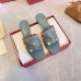 Valentino Roman Stud Flat Slides In Blue Quilted Nappa Valentino Roman Stud Flat Slides In Blue Quilted Nappa