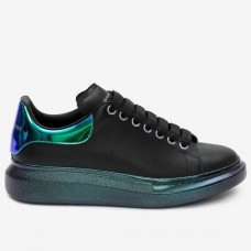 Alexander McQueen Men's Black Oversized Sneakers With Iridescent Heel Alexander McQueen Men's Black Oversized Sneakers With Iridescent Heel