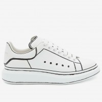 Alexander McQueen Men's Oversized Sneakers With Black Outlines Alexander McQueen Men's Oversized Sneakers With Black Outlines