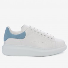 Alexander McQueen Women's Oversized Sneakers With Blue Suede Heel Alexander McQueen Women's Oversized Sneakers With Blue Suede Heel