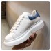 Alexander McQueen Women's Oversized Sneakers With Blue Suede Heel Alexander McQueen Women's Oversized Sneakers With Blue Suede Heel