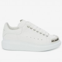 Alexander McQueen Women's White Oversized Sneakers With Metal Toe Alexander McQueen Women's White Oversized Sneakers With Metal Toe
