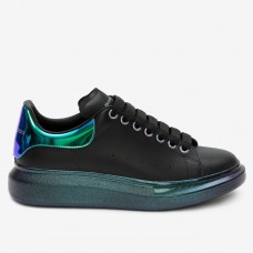 Alexander McQueen Women's Black Oversized Sneakers With Iridescent Heel Alexander McQueen Women's Black Oversized Sneakers With Iridescent Heel
