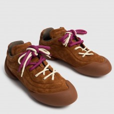 Alexander McQueen Women's Flexion Sneakers in Brown Suede Leather Alexander McQueen Women's Flexion Sneakers in Brown Suede Leather