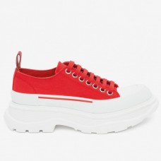 Alexander McQueen Women's Red Tread Slick Lace Up Sneakers Alexander McQueen Women's Red Tread Slick Lace Up Sneakers