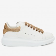 Alexander McQueen Women's Oversized Sneakers With Gold Glitter Heel Alexander McQueen Women's Oversized Sneakers With Gold Glitter Heel