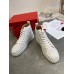 Christian Louboutin Men's Louis Spikes Flat Sneakers In White Leather
