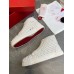 Christian Louboutin Men's Louis Spikes Flat Sneakers In White Leather