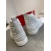 Christian Louboutin Men's Louis Spikes Flat Sneakers In White Leather