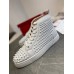 Christian Louboutin Men's Louis Spikes Flat Sneakers In White Leather