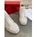 Christian Louboutin Men's Louis Spikes Flat Sneakers In White Leather