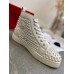 Christian Louboutin Men's Louis Spikes Flat Sneakers In White Leather