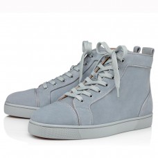Christian Louboutin Men's Louis Orlato Flat Sneakers In Grey Suede Christian Louboutin Men's Louis Orlato Flat Sneakers In Grey Suede
