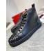 Christian Louboutin Men's Lou Spikes Flat Sneakers In Black Leather Christian Louboutin Men's Lou Spikes Flat Sneakers In Black Leather