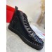 Christian Louboutin Men's Lou Spikes Flat Sneakers In Black Leather Christian Louboutin Men's Lou Spikes Flat Sneakers In Black Leather