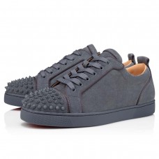 Christian Louboutin Men's Louis Junior Spikes Orlato Flat Sneakers Grey Christian Louboutin Men's Louis Junior Spikes Orlato Flat Sneakers Grey