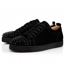 Christian Louboutin Men's Louis Junior Spikes Orlato Flat Sneakers Black Christian Louboutin Men's Louis Junior Spikes Orlato Flat Sneakers Black