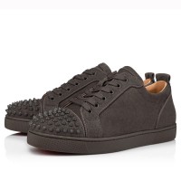 Christian Louboutin Men's Louis Junior Spikes Orlato Flat Sneakers Olive Christian Louboutin Men's Louis Junior Spikes Orlato Flat Sneakers Olive