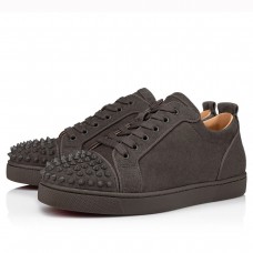 Christian Louboutin Men's Louis Junior Spikes Orlato Flat Sneakers Olive Christian Louboutin Men's Louis Junior Spikes Orlato Flat Sneakers Olive