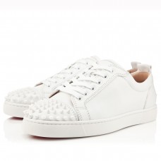 Christian Louboutin Men's Louis Junior Spikes Orlato Flat Sneakers Olive Christian Louboutin Men's Louis Junior Spikes Orlato Flat Sneakers Olive