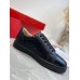 Christian Louboutin Men's Louis Junior Flat Sneakers In Black Leather Christian Louboutin Men's Louis Junior Flat Sneakers In Black Leather