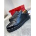 Christian Louboutin Men's Louis Junior Flat Sneakers In Black Leather Christian Louboutin Men's Louis Junior Flat Sneakers In Black Leather