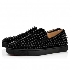 Christian Louboutin Men's Roller-boat Flat Sneakers Black Christian Louboutin Men's Roller-boat Flat Sneakers Black