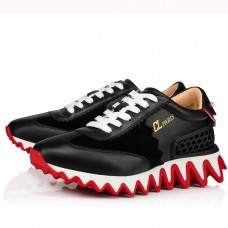 Christian Louboutin Men's Loubishark Sneakers In Black Leather Christian Louboutin Men's Loubishark Sneakers In Black Leather