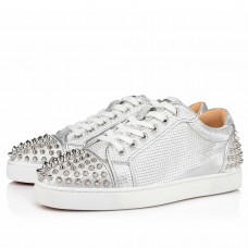 Christian Louboutin Men's Seavaste 2 Orlato Sneakers In Silver Calfskin Christian Louboutin Men's Seavaste 2 Orlato Sneakers In Silver Calfskin