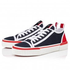 Christian Louboutin Women's Pedro Junior Sneakers In Navy Fabric Christian Louboutin Women's Pedro Junior Sneakers In Navy Fabric