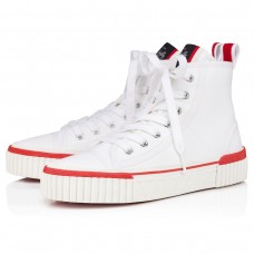 Christian Louboutin Women's Pedro Sneakers In White Fabric Christian Louboutin Women's Pedro Sneakers In White Fabric