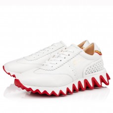 Christian Louboutin Women's Loubishark Sneakers In White Leather Christian Louboutin Women's Loubishark Sneakers In White Leather