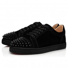 Christian Louboutin Women's Vieira Spikes Flat Sneakers In Black Suede Christian Louboutin Women's Vieira Spikes Flat Sneakers In Black Suede
