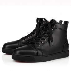 Christian Louboutin Louis Woman High-Top Sneakers In Black Leather Christian Louboutin Louis Woman High-Top Sneakers In Black Leather