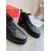 Christian Louboutin Louis Woman High-Top Sneakers In Black Leather Christian Louboutin Louis Woman High-Top Sneakers In Black Leather