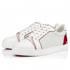 Christian Louboutin Women's Fun Vieira Flat Sneakers In White Calfskin Christian Louboutin Women's Fun Vieira Flat Sneakers In White Calfskin