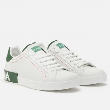 Dolce & Gabbana Men's Portofino Sneakers with Green Branded Dolce & Gabbana Men's Portofino Sneakers with Green Branded