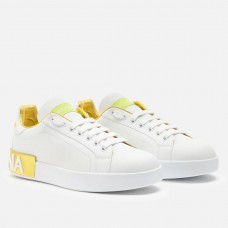 Dolce & Gabbana Men's Portofino Sneakers with Yellow Branded Dolce & Gabbana Men's Portofino Sneakers with Yellow Branded